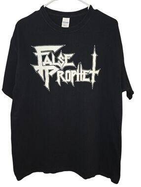 FALSE PROPHET. T-SHIRT. THRASH/DEATH METAL BAND. SIZE LARGE. GILDEN HEAVY COTTON